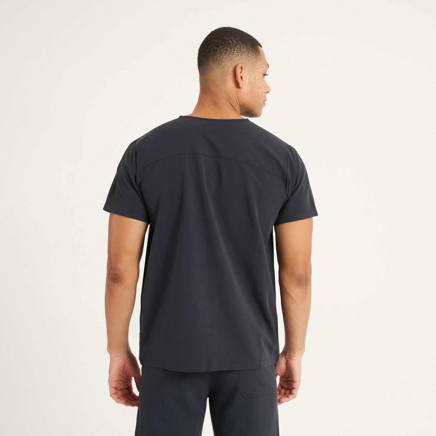 Oscar Two-Pocket Soft Black Scrub Top